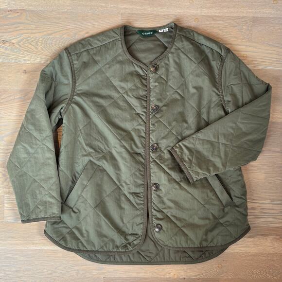 Orvis 1856 Quilted Liner Jacket Lightweight Chore Barn Olive Womens Medium - Picture 9 of 10